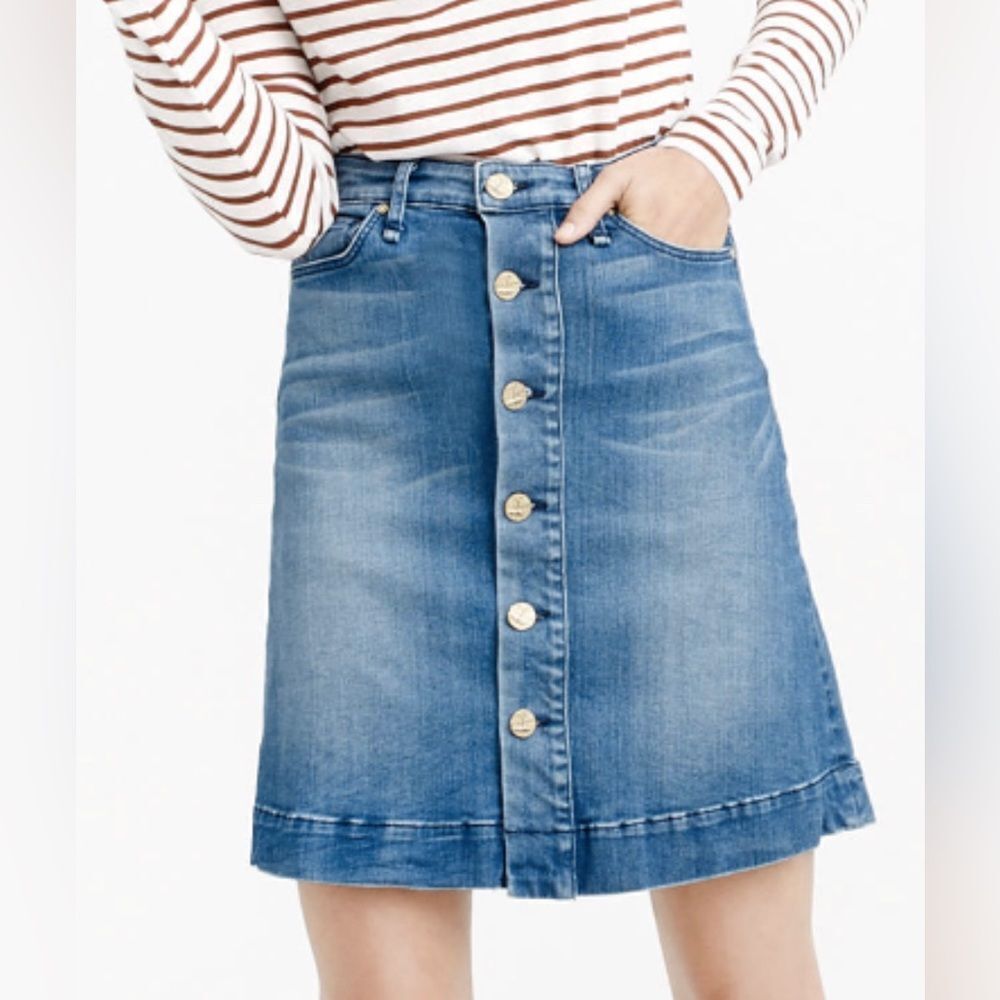 Anthropologie McGuire‎ Denim Button-Front Skirt Sz 25